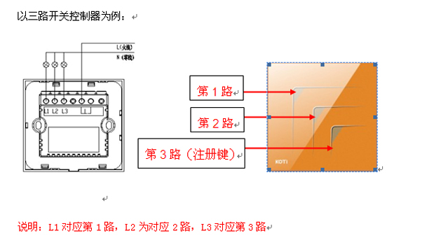 KOTI印象之美系列智能調光開關接線圖